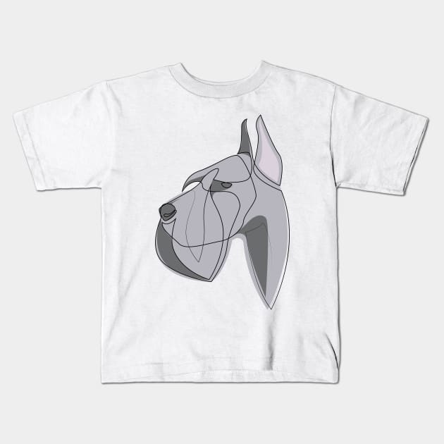 Giant Schnauzer - one line drawing with colour Kids T-Shirt by addillum